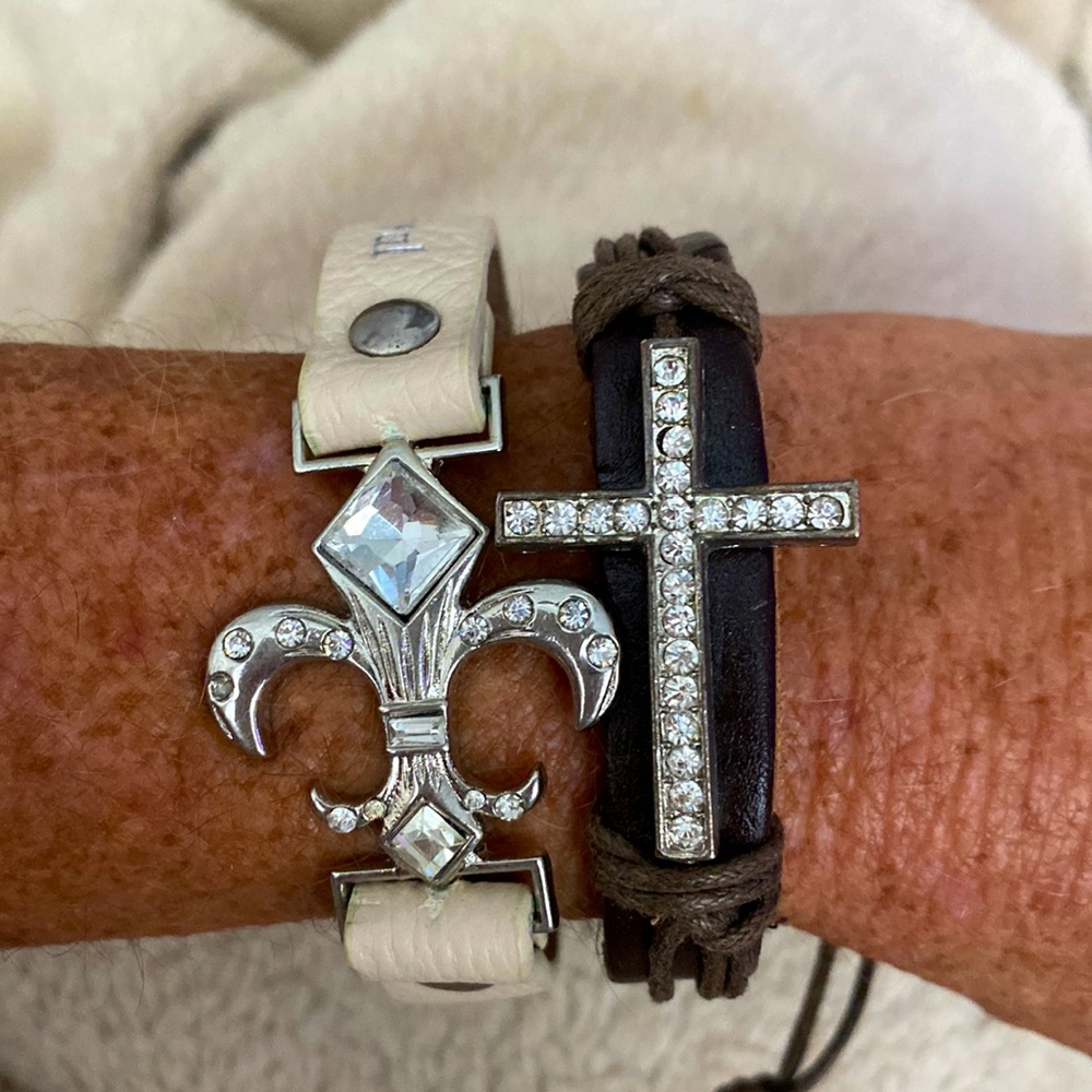 Rock Revival Bracelets Leather Rhinestones 2 pc